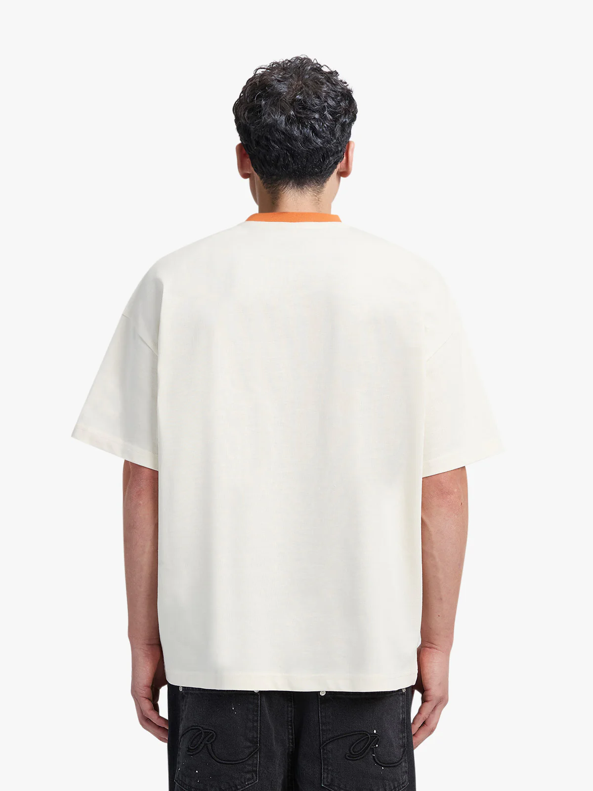 T-SHIRT 'AIN'T HERE FOR LOVE' - CREAM/ORANGE - Image 5