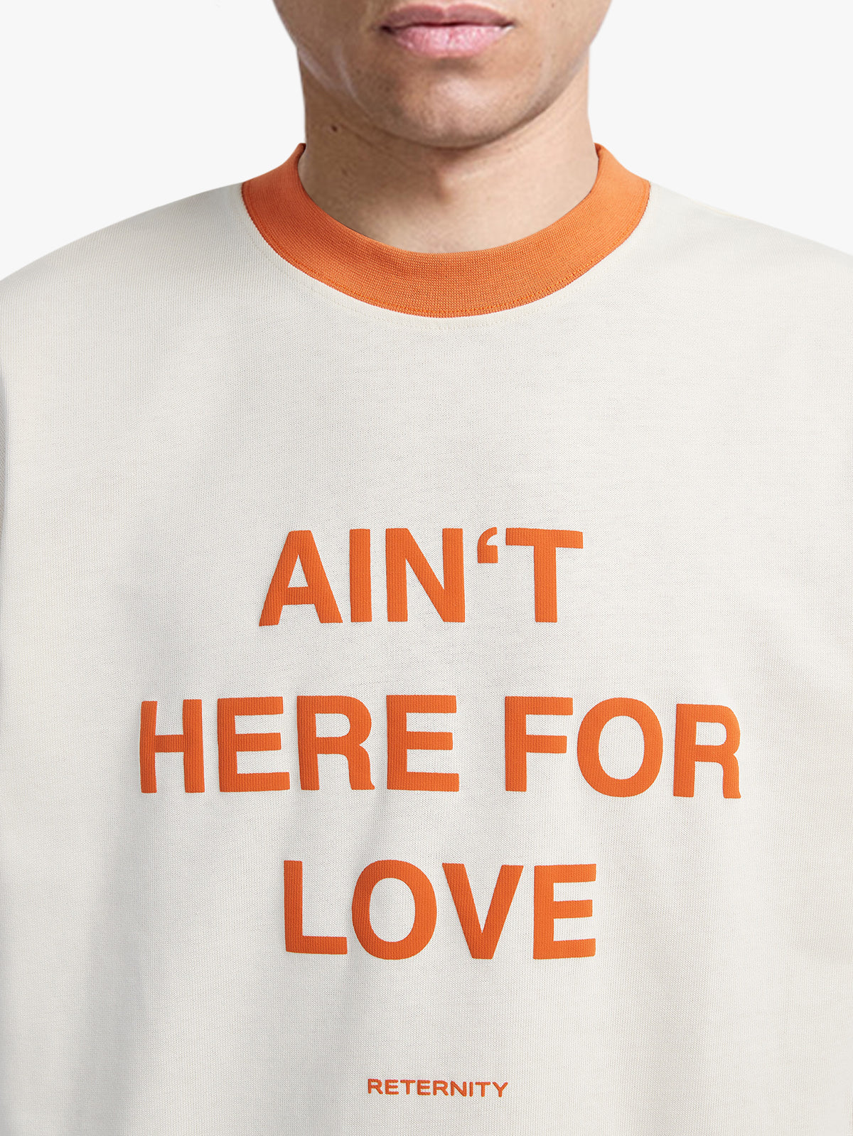T-SHIRT 'AIN'T HERE FOR LOVE' - CREAM/ORANGE - Image 7