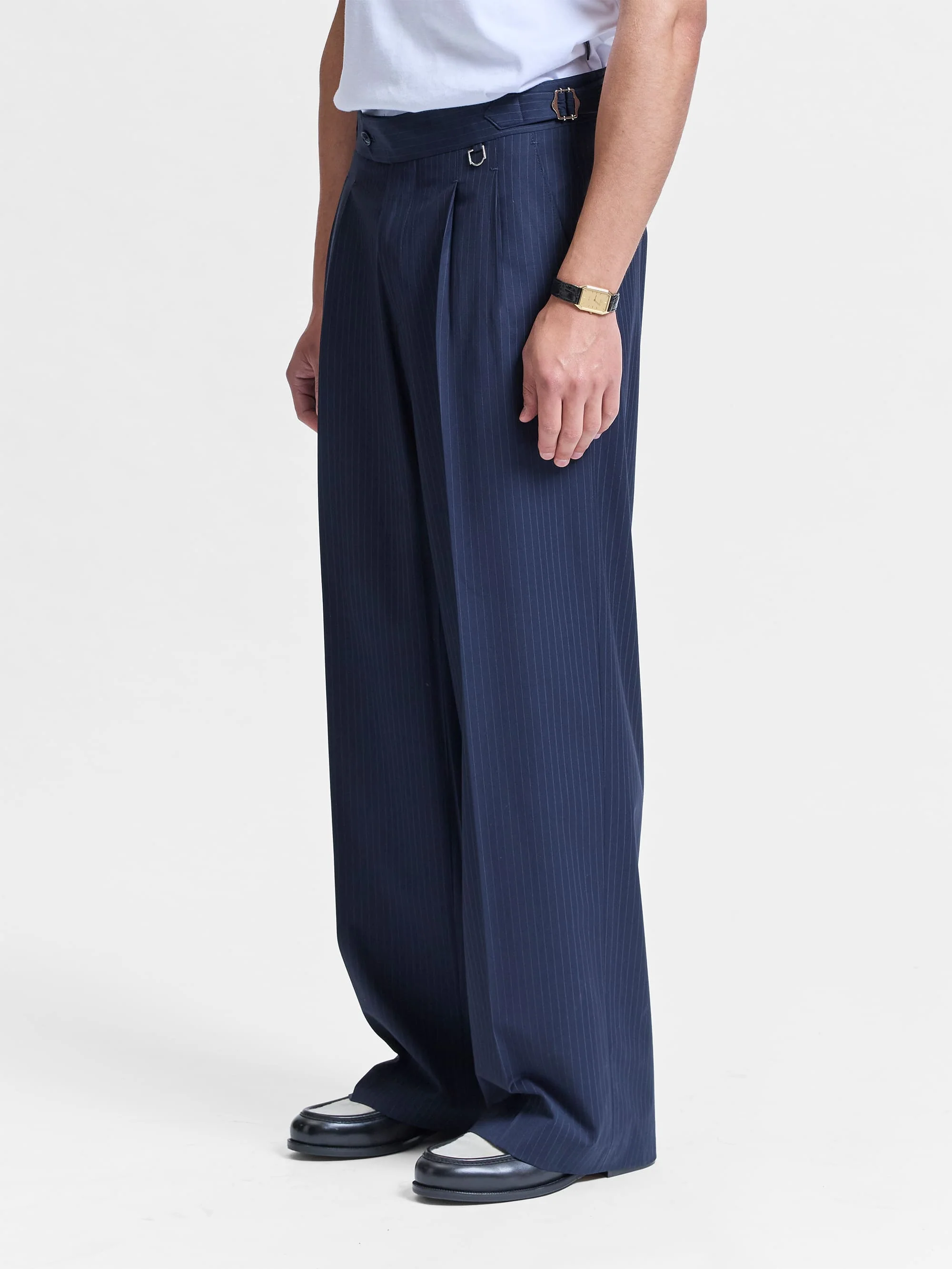 TAILORED BAGGY PANTS - PINSTRIPE BLUE - Image 3