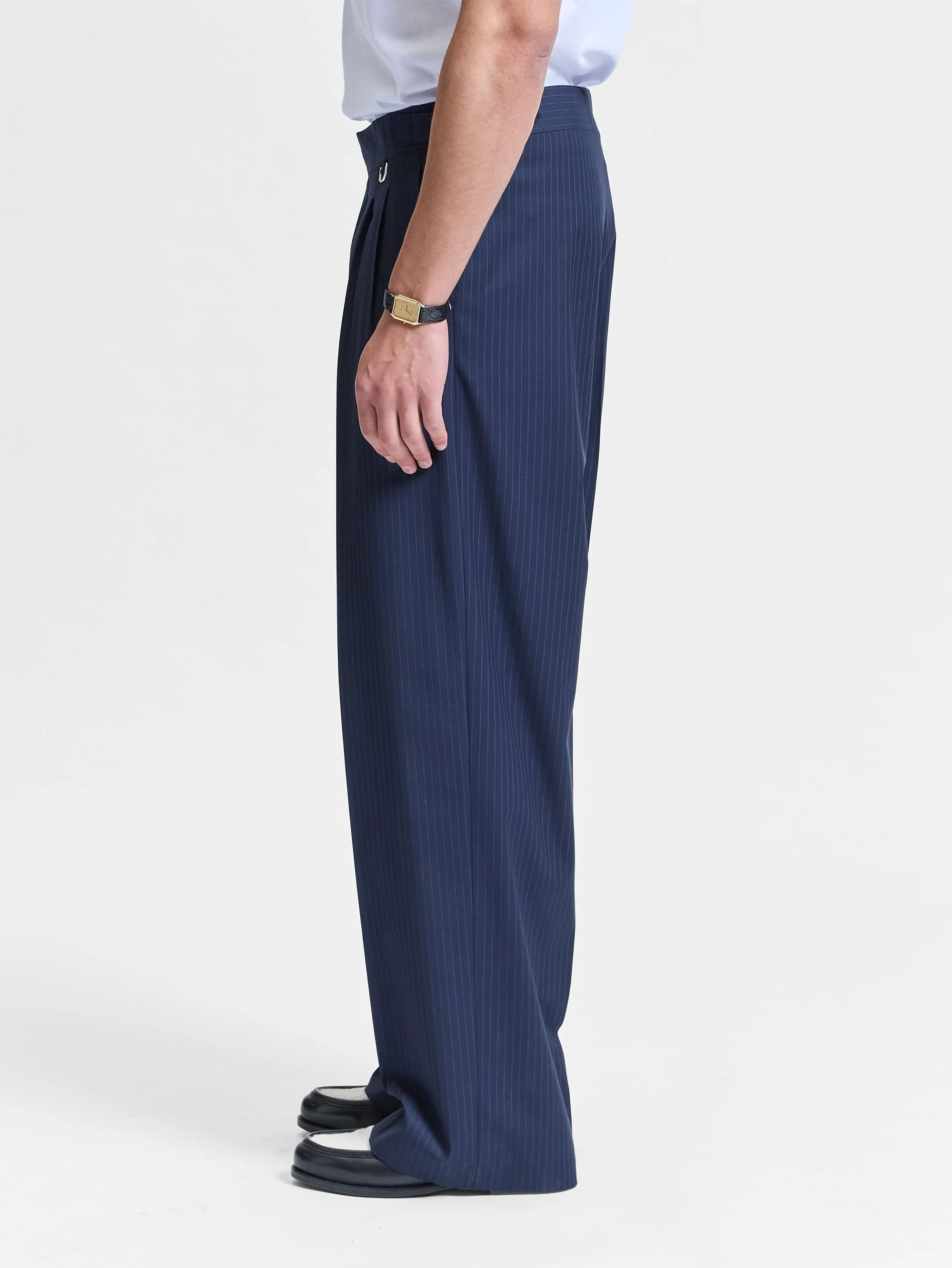 TAILORED BAGGY PANTS - PINSTRIPE BLUE - Image 4