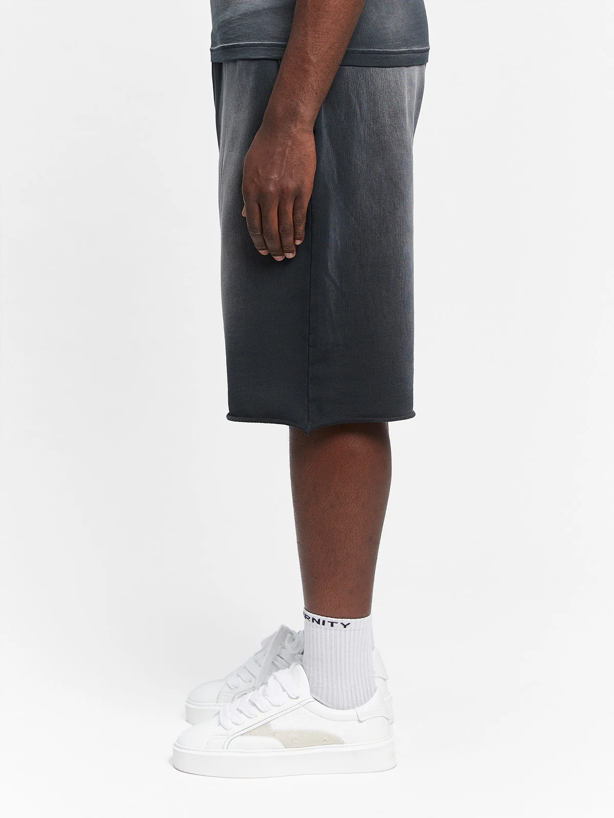 UNFINISHED COTTON SHORTS - WASHED BLACK - Image 4