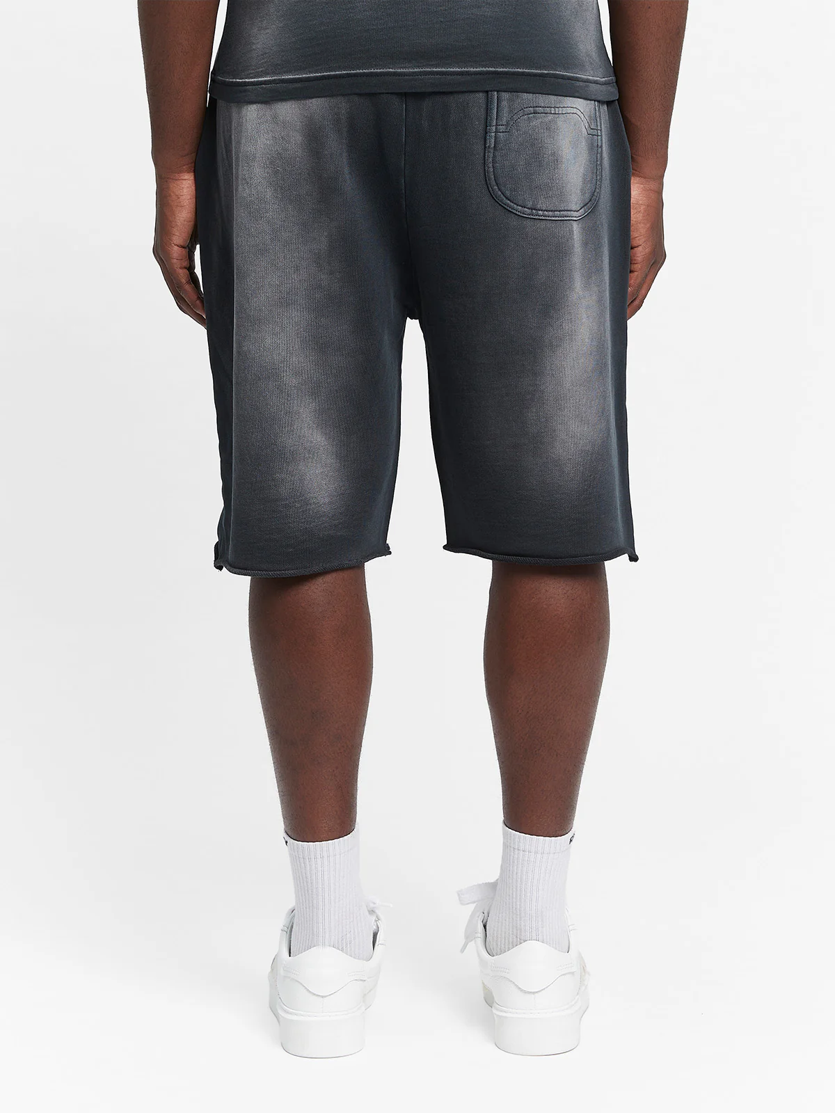 UNFINISHED COTTON SHORTS - WASHED BLACK - Image 5