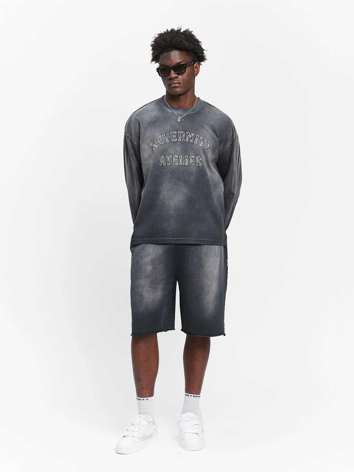 UNFINISHED COTTON SHORTS - WASHED BLACK - Image 6
