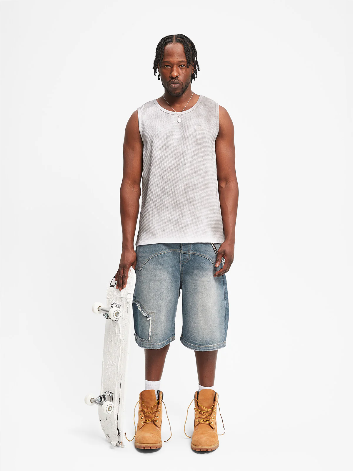 WAFFLE TANK TOP - FADED GREY - Image 6