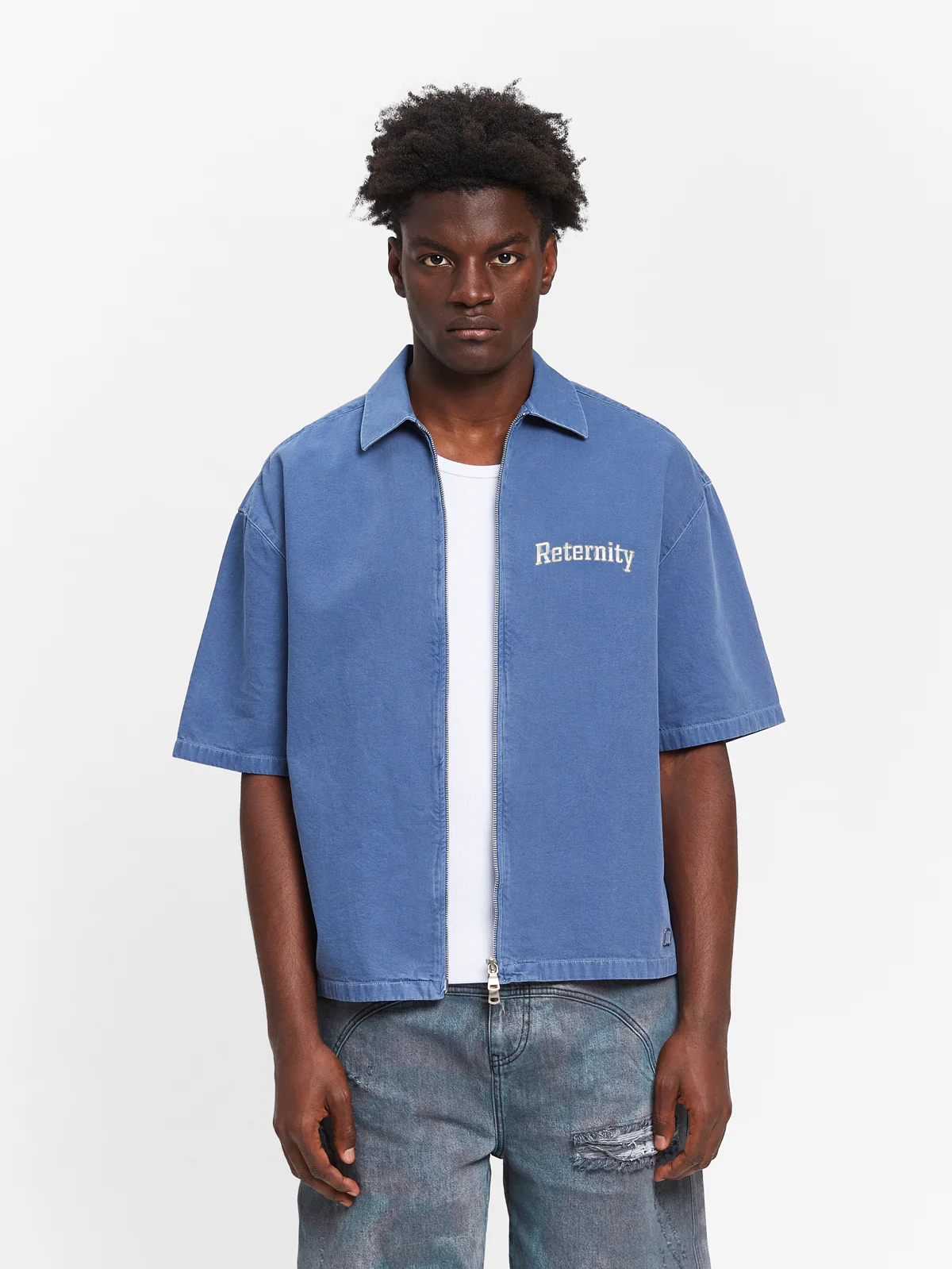 WATERCOLOR CANVAS ZIP-SHIRT - BLUE - Image 2