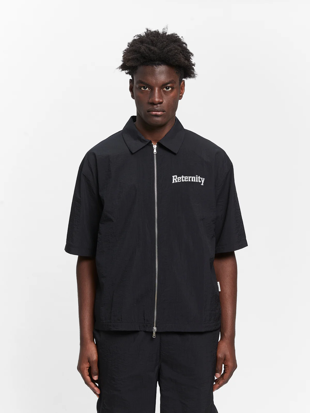 WATERCOLOR NYLON ZIP-SHIRT - BLACK - Image 2