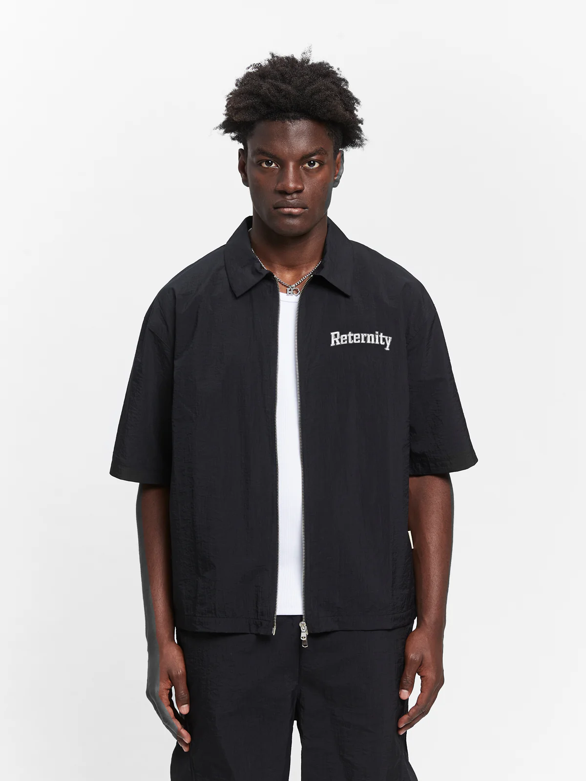 WATERCOLOR NYLON ZIP-SHIRT - BLACK - Image 3