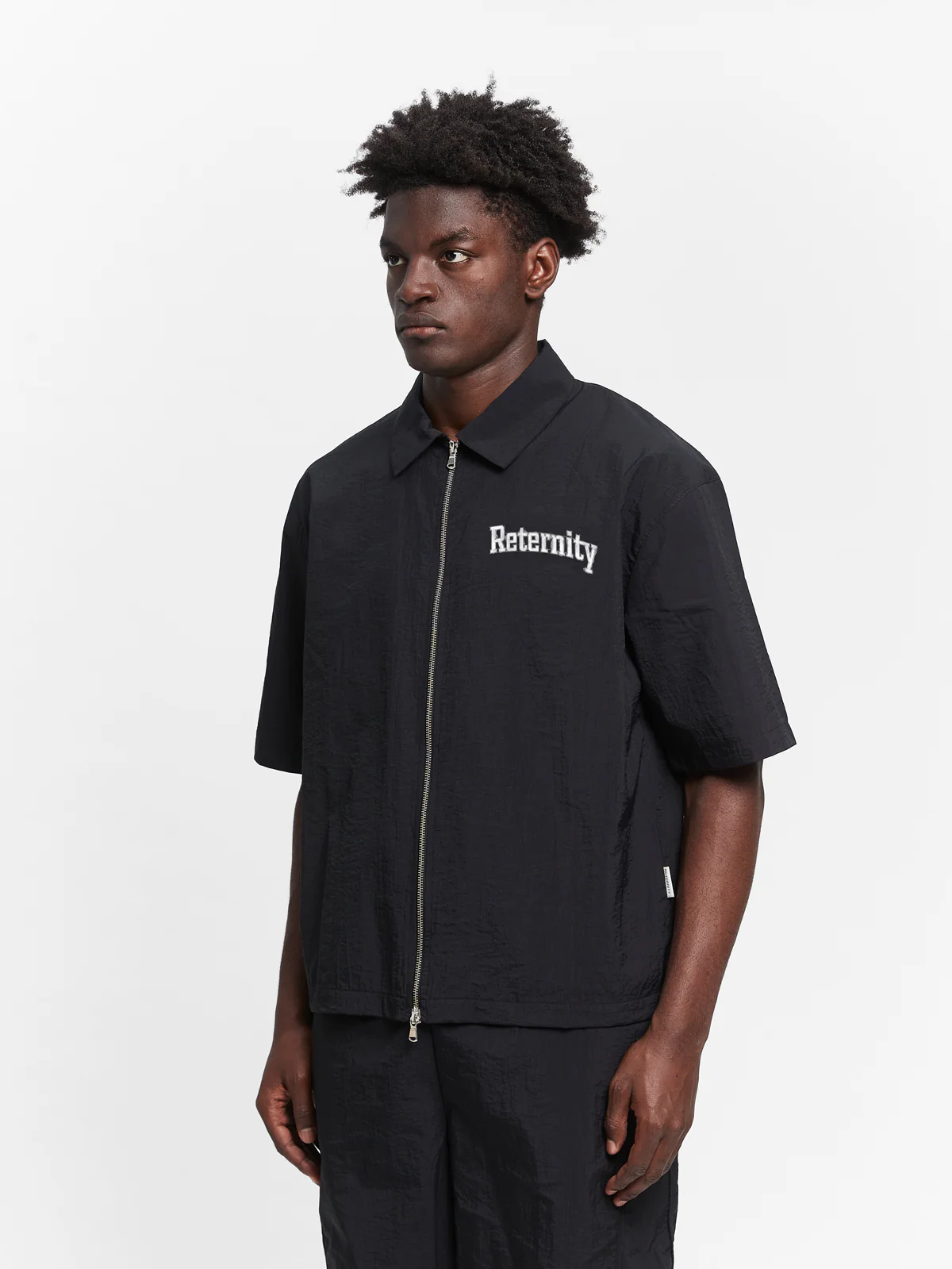 WATERCOLOR NYLON ZIP-SHIRT - BLACK - Image 4