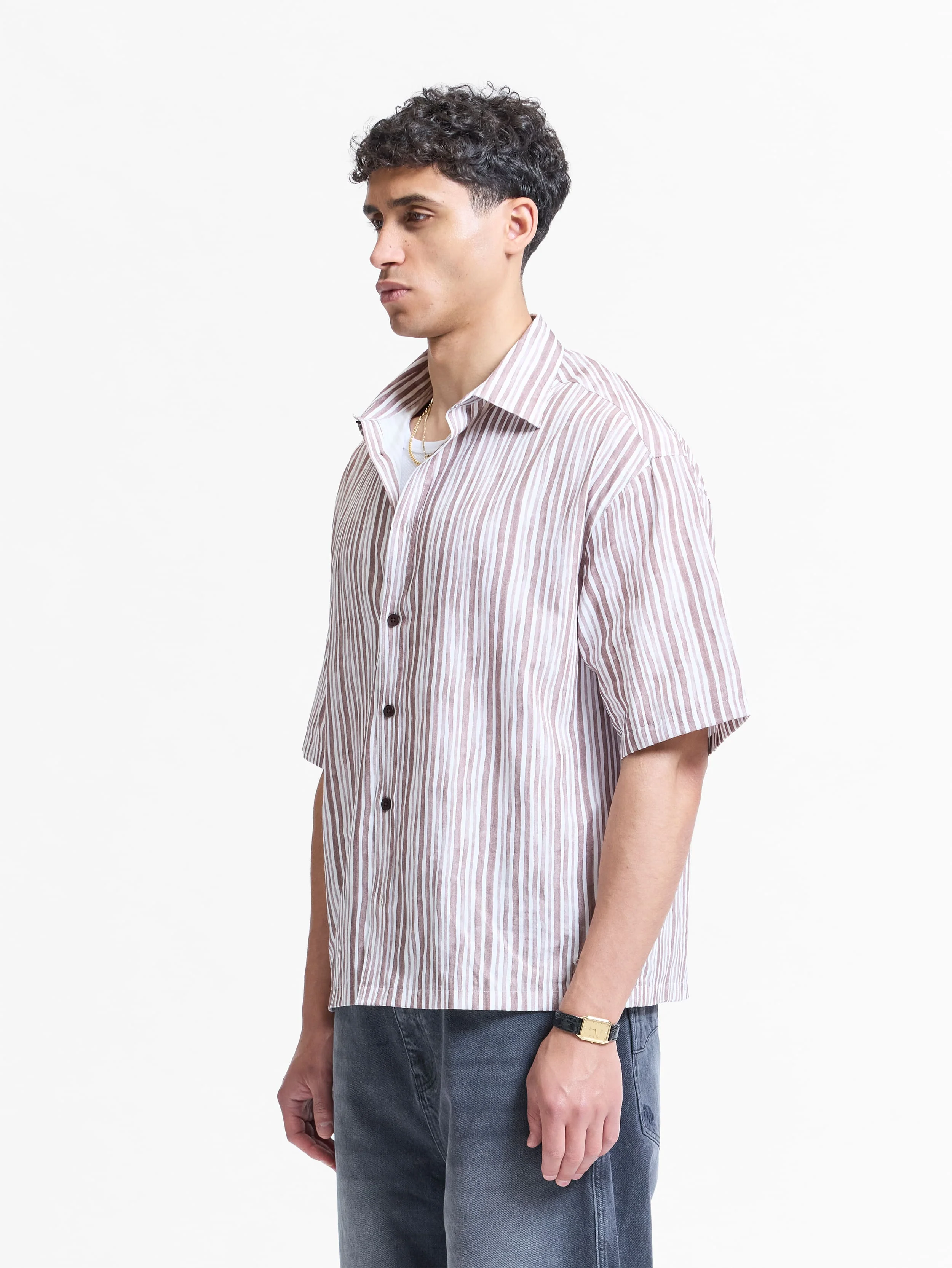 WATERCOLOR SHORT SLEEVE SHIRT - BROWN - Image 3