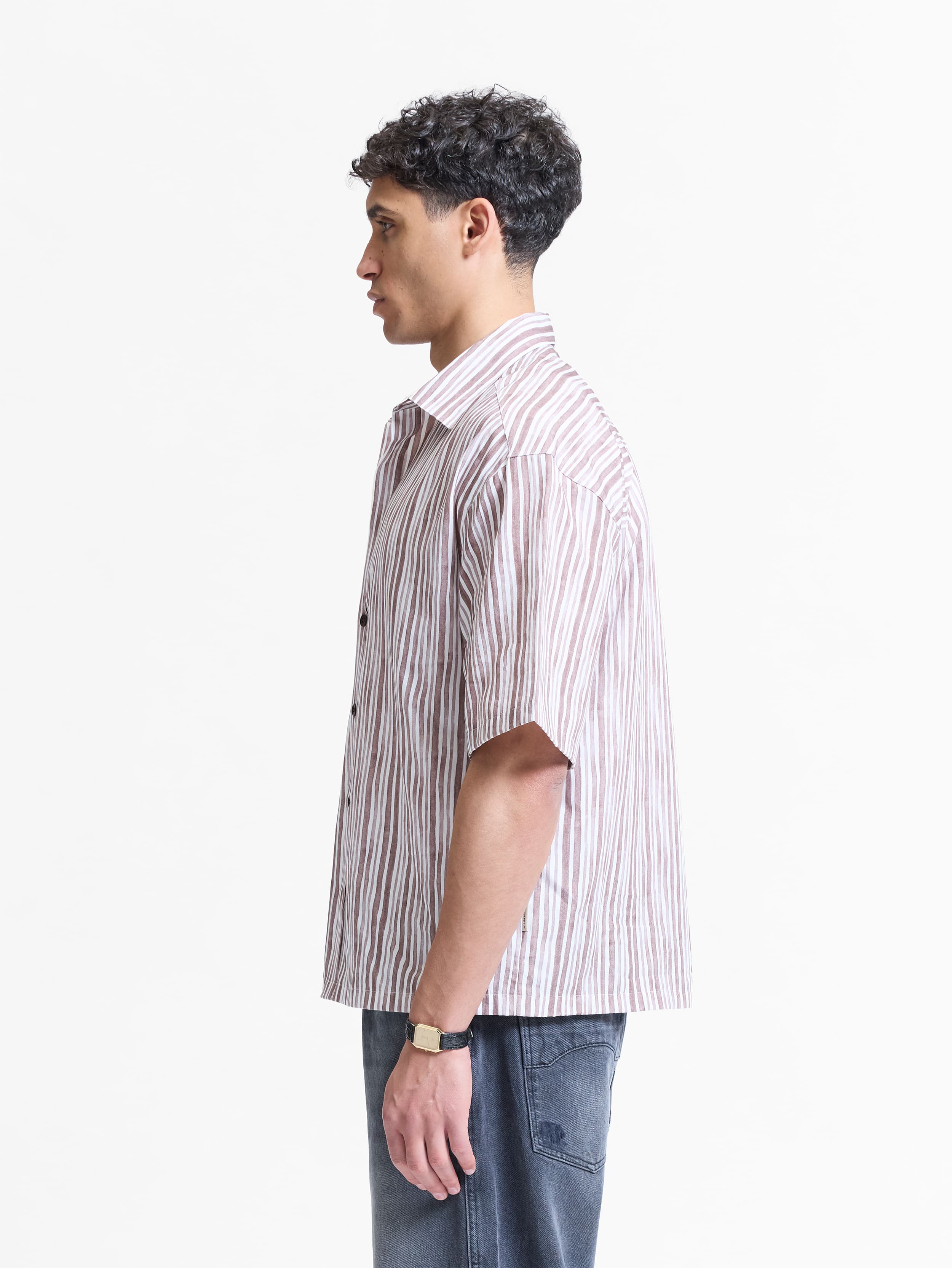 WATERCOLOR SHORT SLEEVE SHIRT - BROWN - Image 4