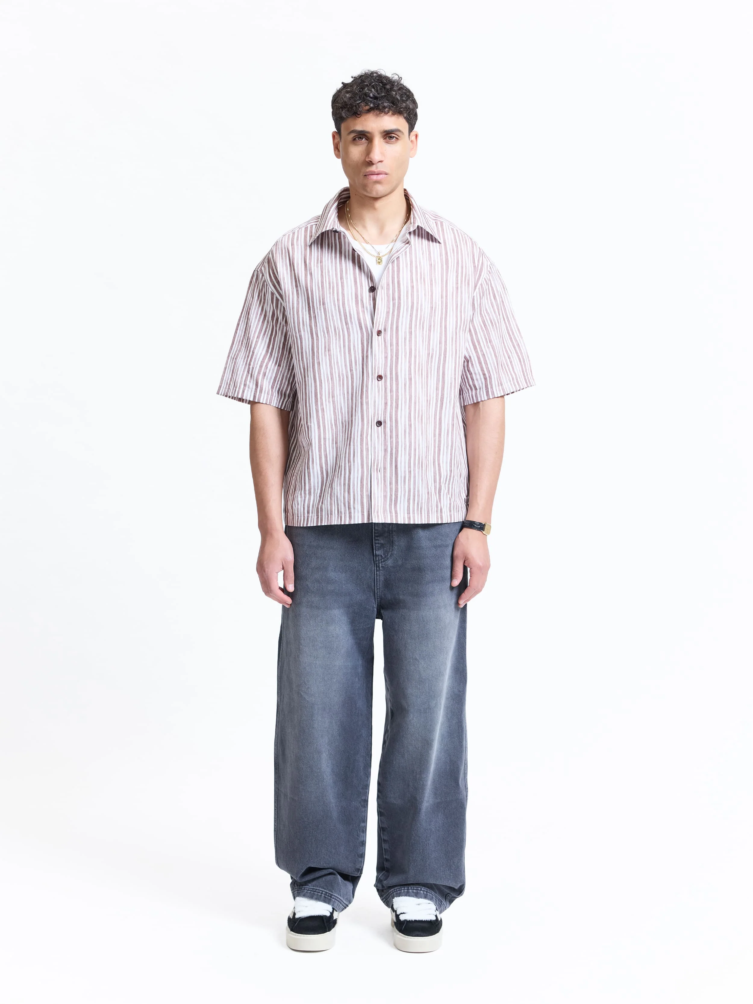 WATERCOLOR SHORT SLEEVE SHIRT - BROWN - Image 6