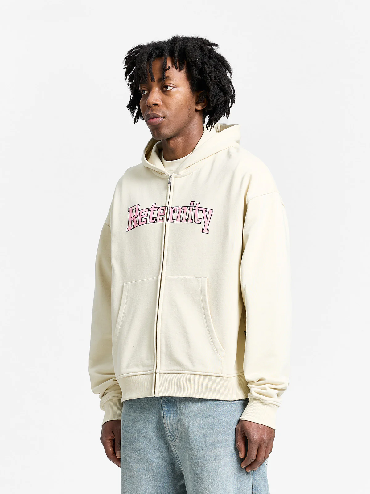 WATERCOLOR ZIP-HOODIE - CREAM - Image 3