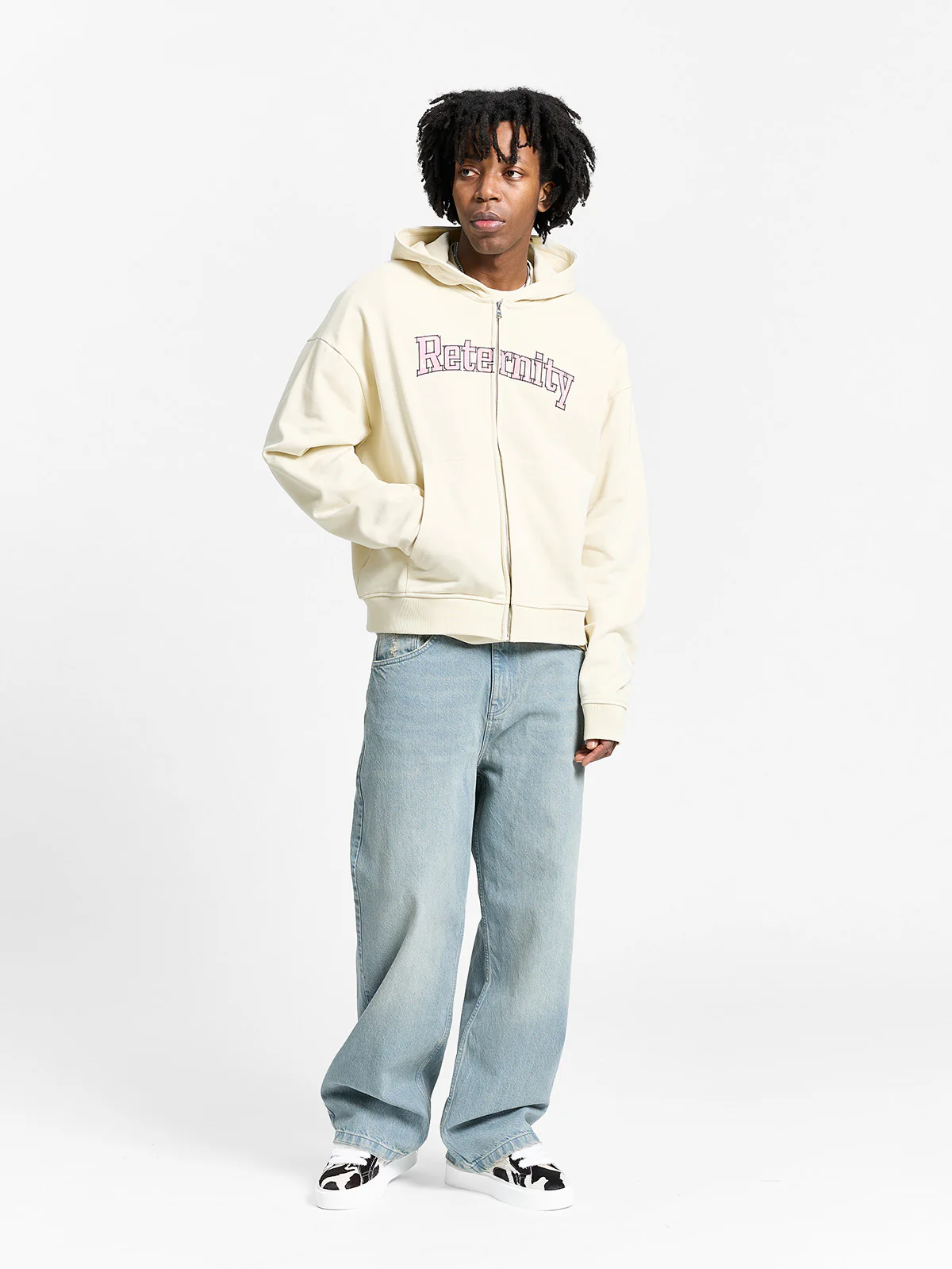 WATERCOLOR ZIP-HOODIE - CREAM - Image 6
