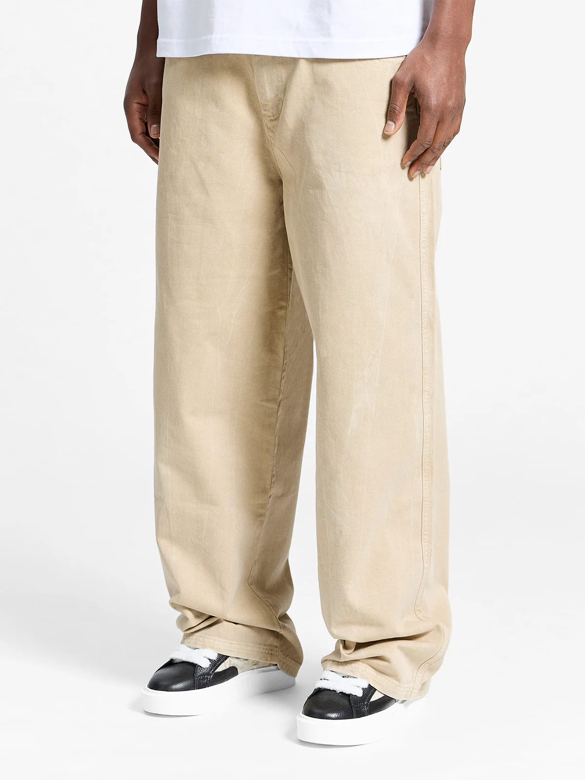 WRINKLED CANVAS PANTS - SAND - Image 3