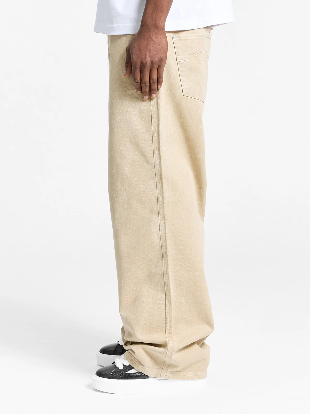 WRINKLED CANVAS PANTS - SAND - Image 4