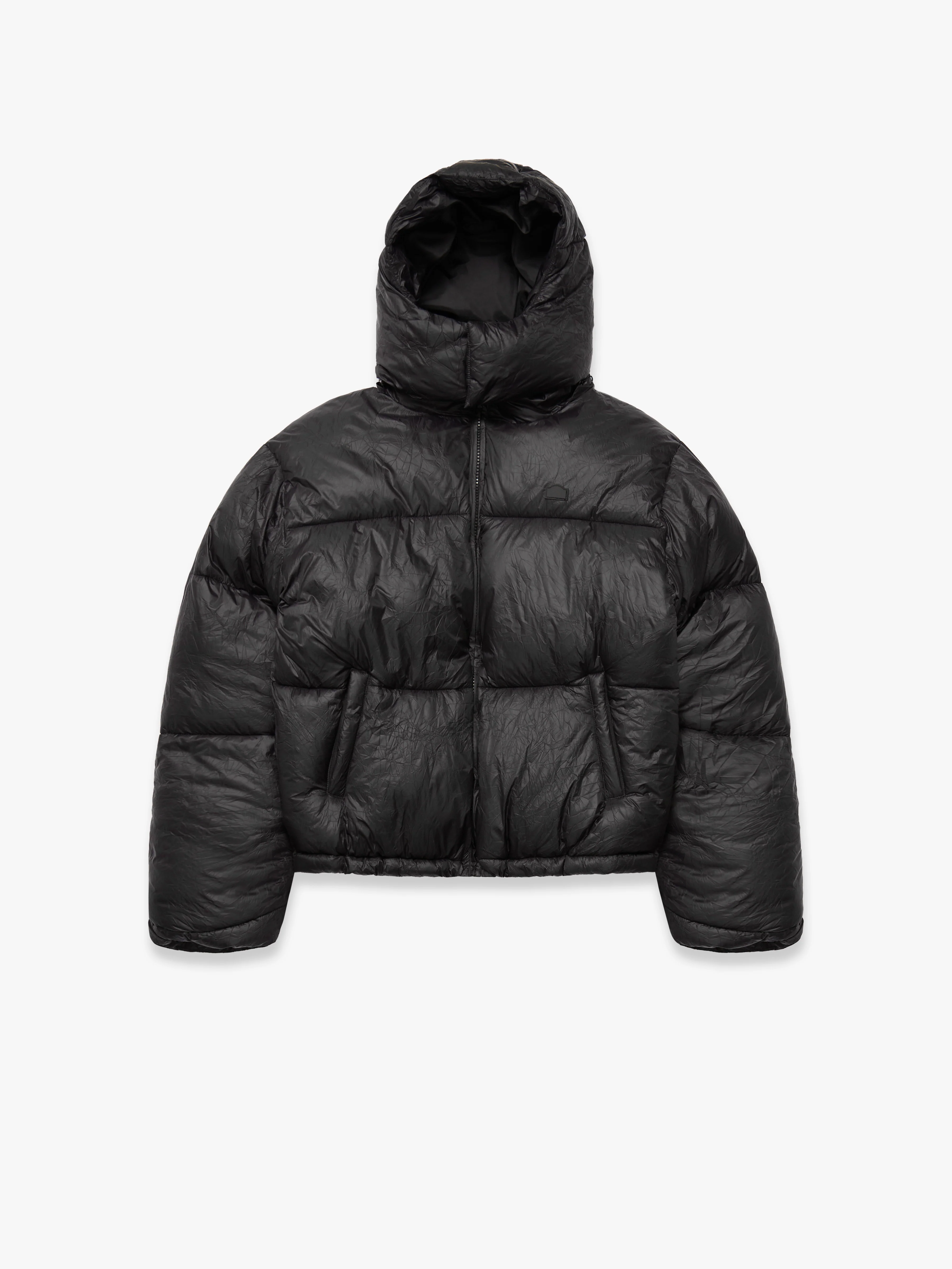 WRINKLED PUFFER JACKET - BLACK - Image 2