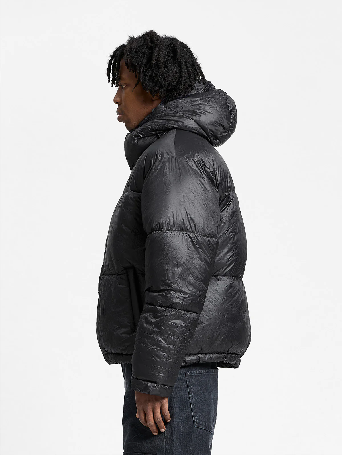 WRINKLED PUFFER JACKET - BLACK - Image 5