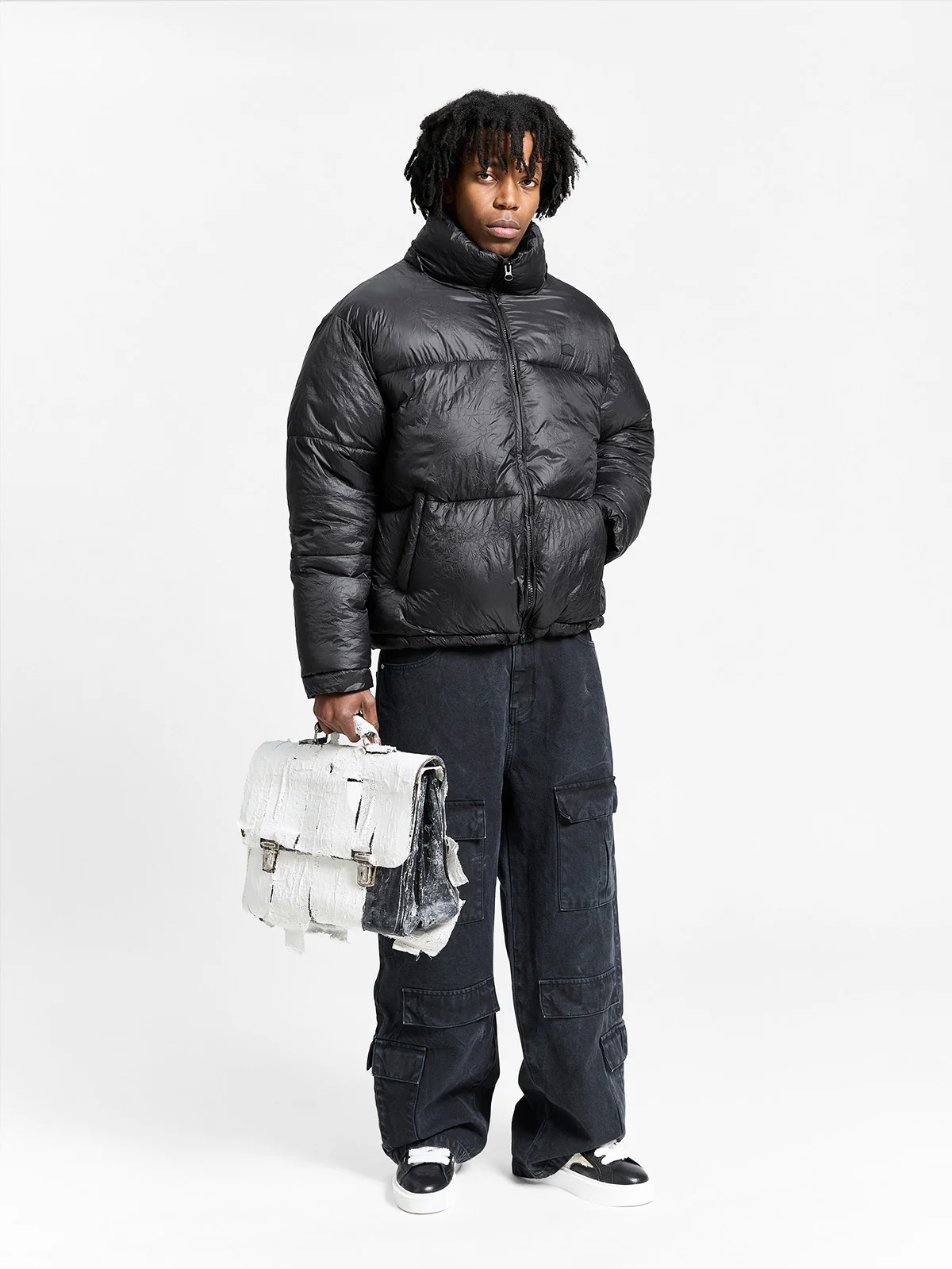 WRINKLED PUFFER JACKET - BLACK - Image 7