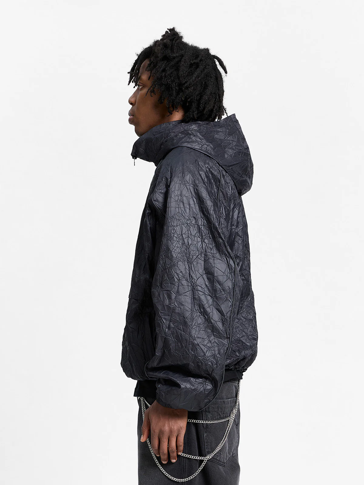 WRINKLED RAIN JACKET - BLACK - Image 4