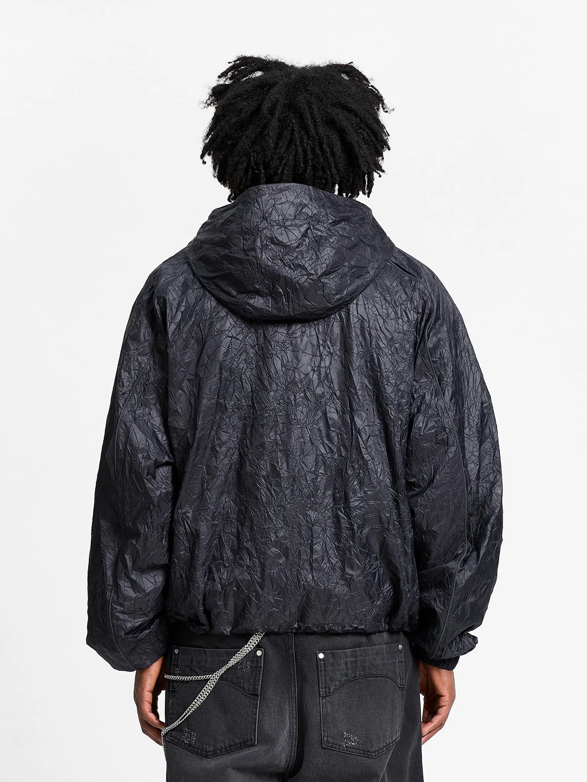 WRINKLED RAIN JACKET - BLACK - Image 5