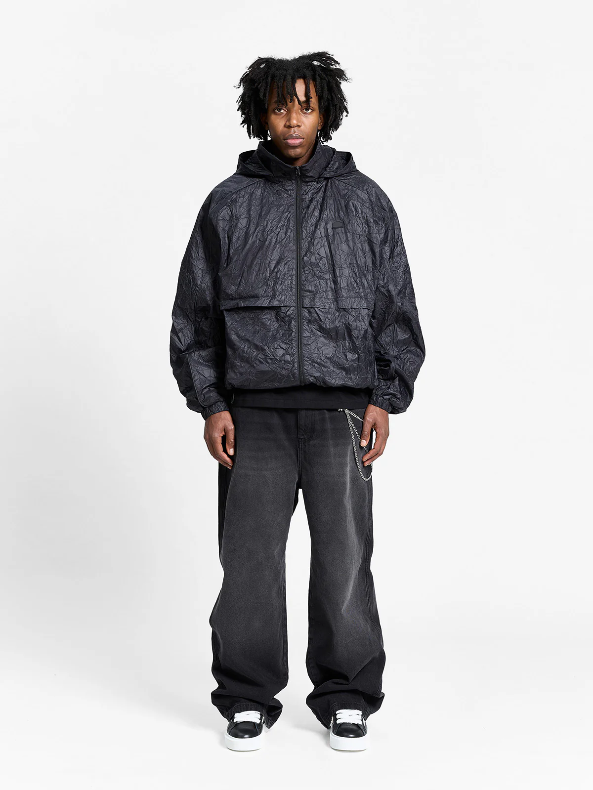 WRINKLED RAIN JACKET - BLACK - Image 6