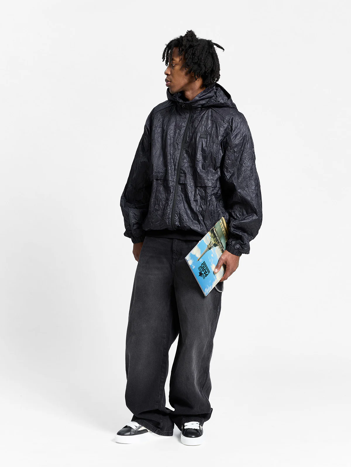 WRINKLED RAIN JACKET - BLACK - Image 8