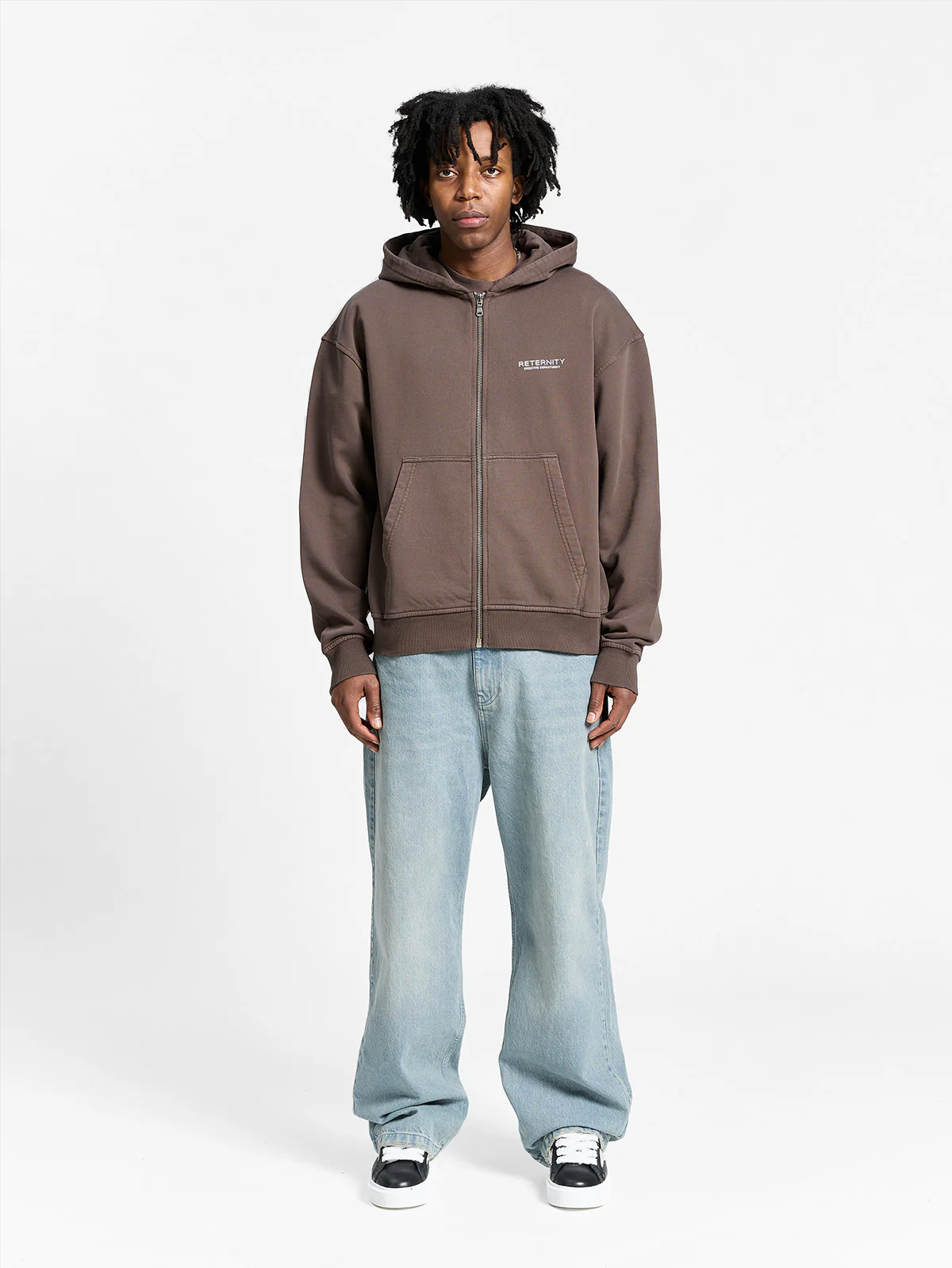CREATIVE DEPT ZIP-HOODIE - BROWN - Image 7