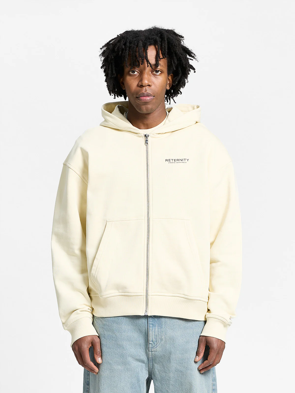 CREATIVE DEPT ZIP-HOODIE - CREAM - Image 3